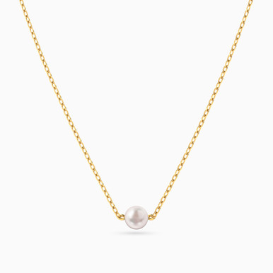 Round Pearls Chain Necklace in 14K Gold - 101050200012421