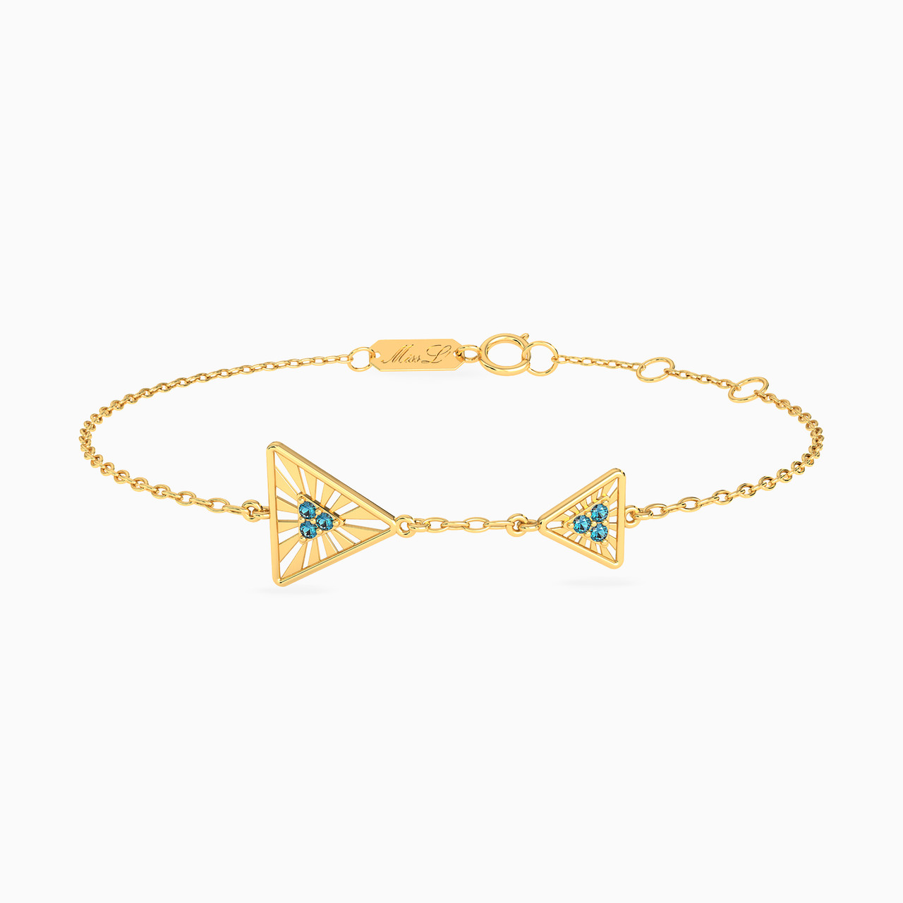 14K Gold Colored Stones Chain Bracelet