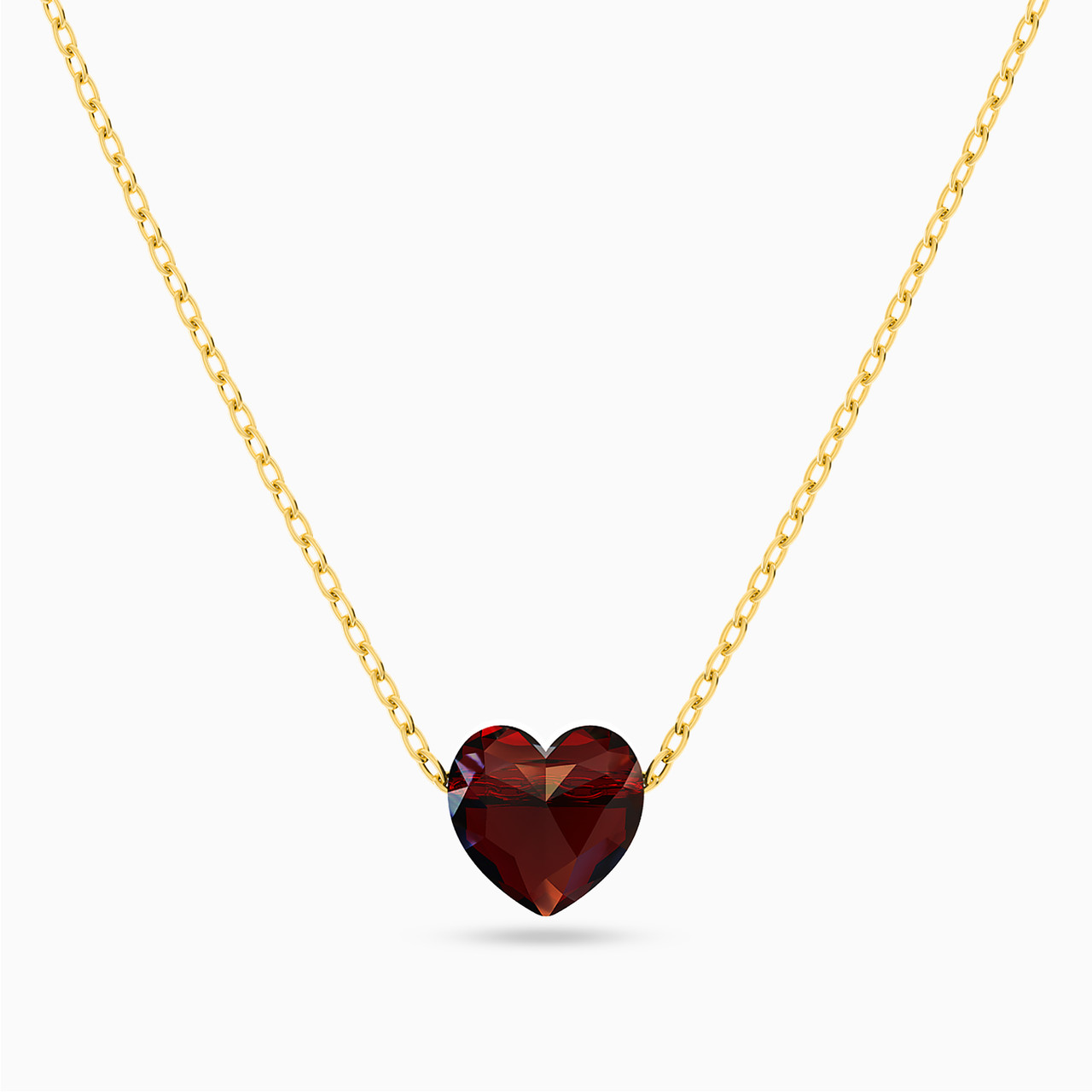 Heart Shaped Colored Stones Pendant with 18K Gold Chain