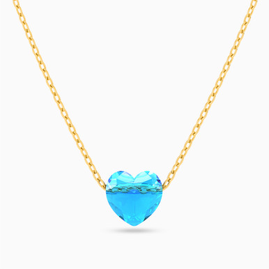 Heart Colored Stones Necklace in 18K Gold - 112050302432452