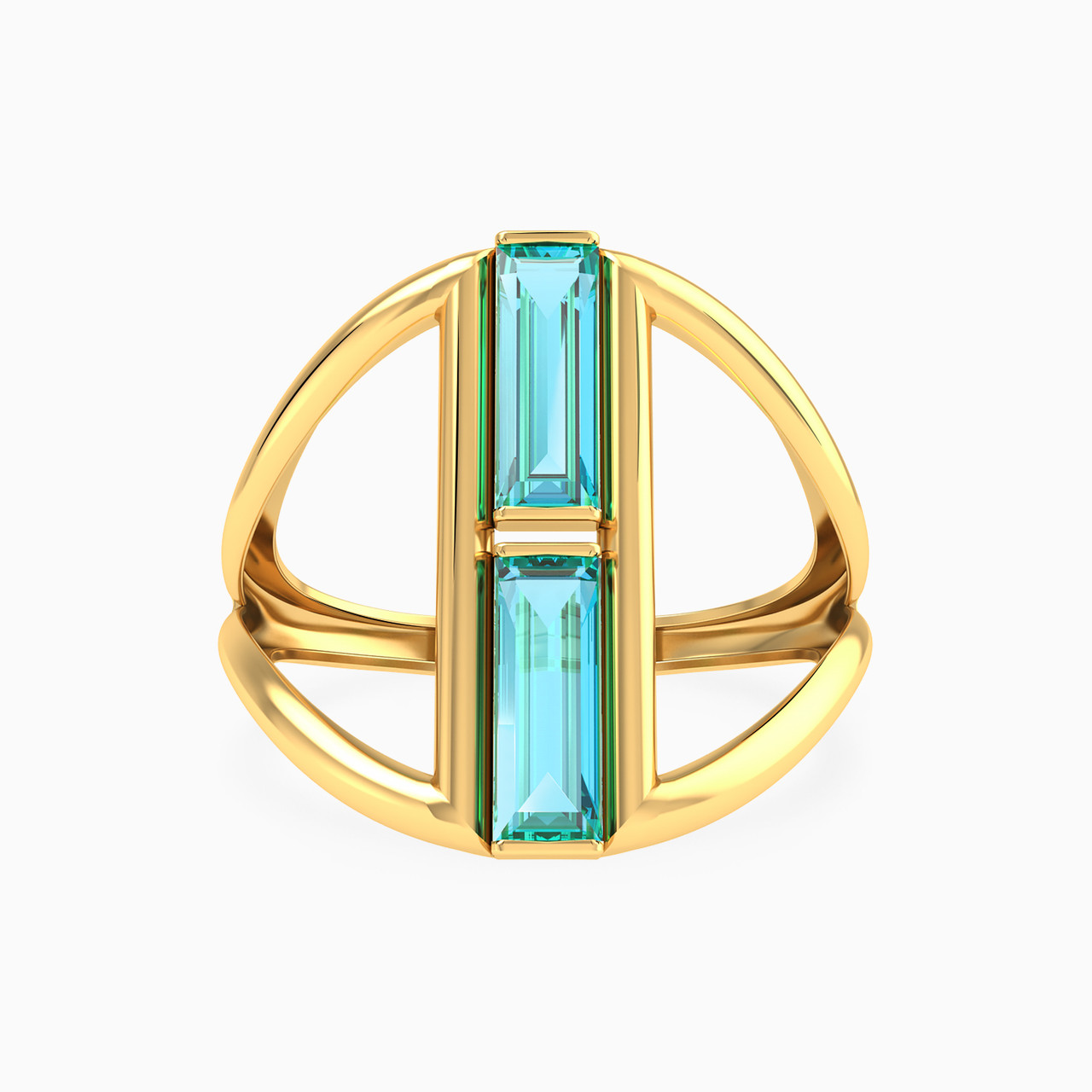 18K Gold Colored Stones Statement Ring