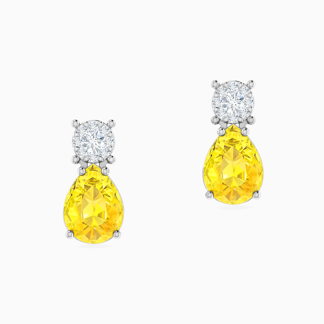 18K Gold Diamond & Colored Stones Stud Earrings