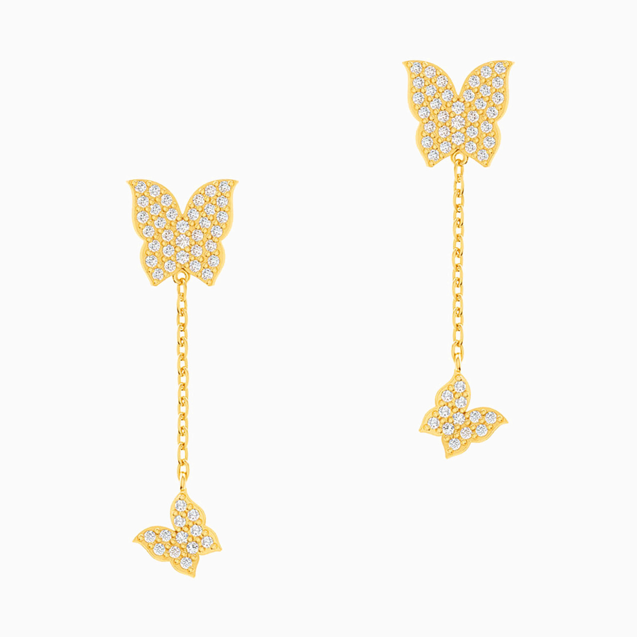 18K Gold Cubic Zirconia Drop Earrings