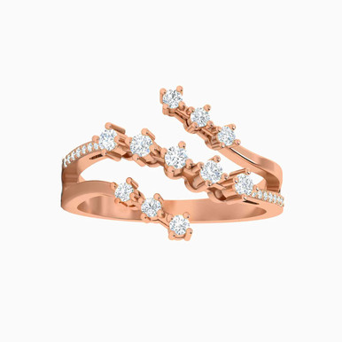 Circle Diamond Two Headed Ring in 18K Gold - 144100302353141