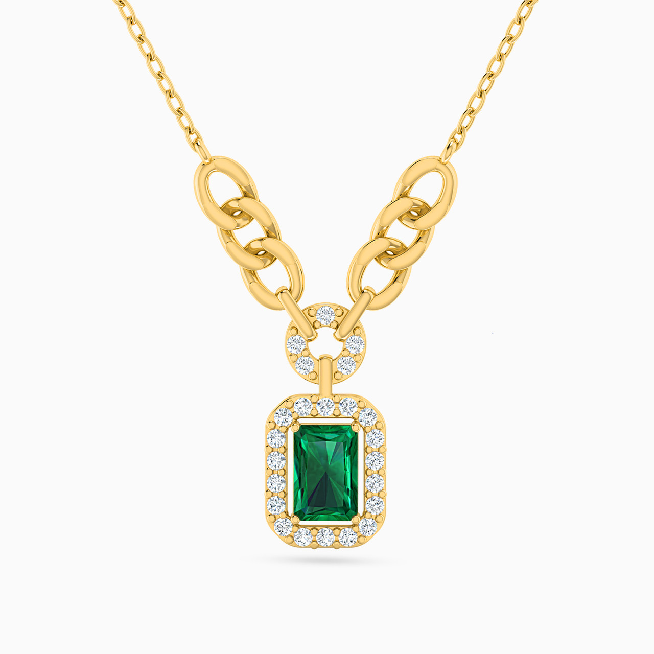 Multi-Shaped Colored Stones Pendant with 18K Gold Chain