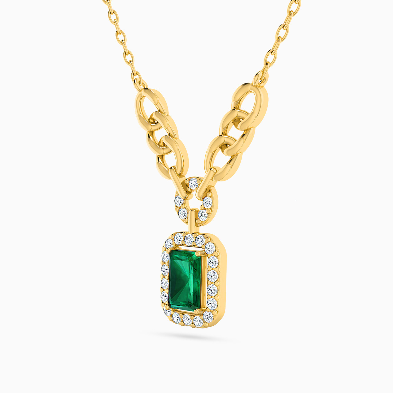 Multi-Shaped Colored Stones Pendant with 18K Gold Chain