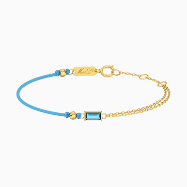 Baguette Colored Stones Cord Bracelet in 18K Gold - 111101100282181