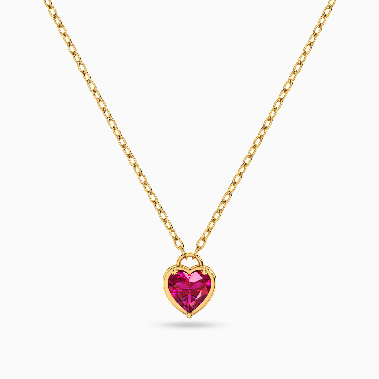 Heart Shaped Colored Stones Pendant with 18K Gold Chain