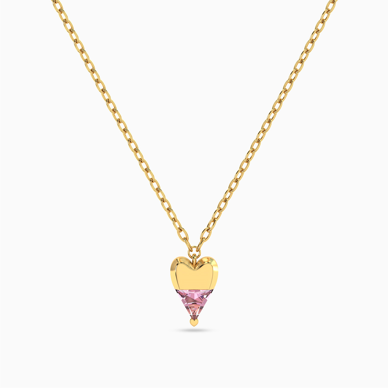 18K Gold Colored Stones Pendant Necklace