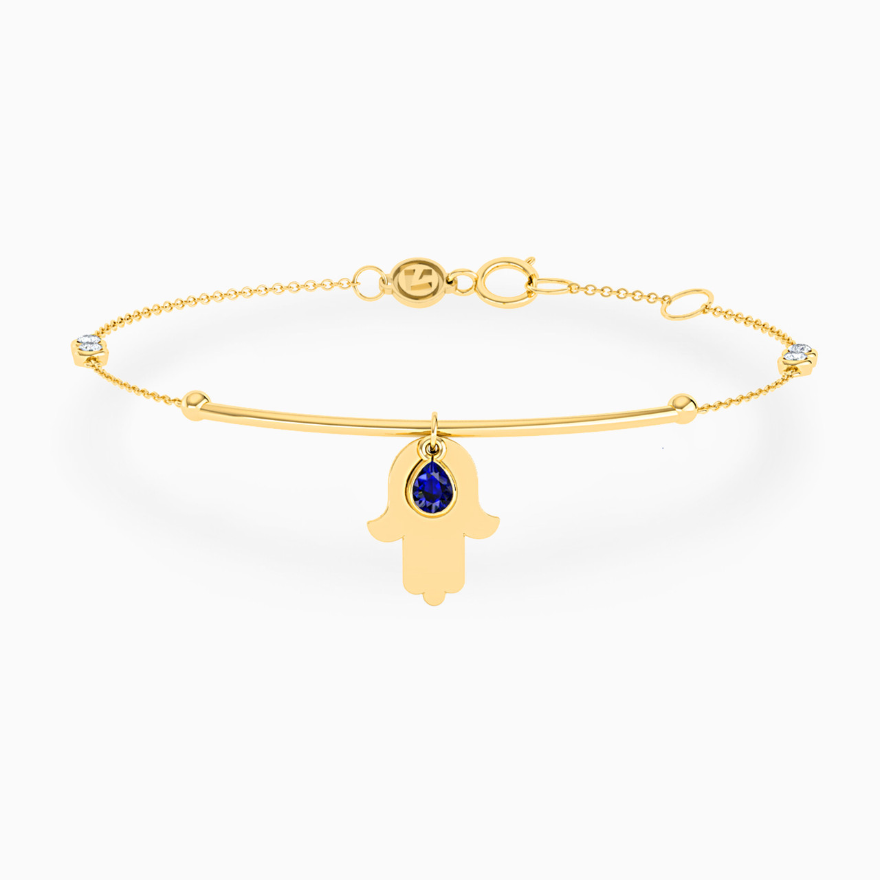 18K Gold Colored Stones Chain Bracelet