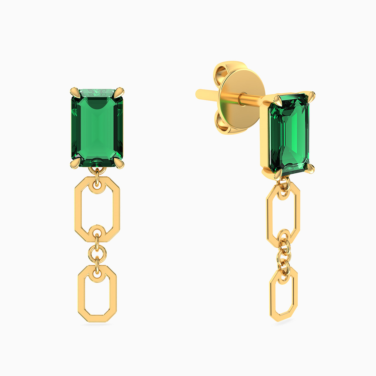 14K Gold Colored Stones Drop Earrings