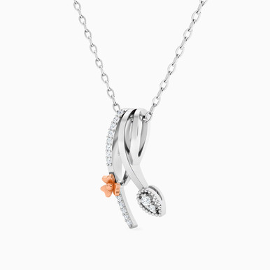 Leaf Diamond Necklace in 18K Gold - 144501100111451