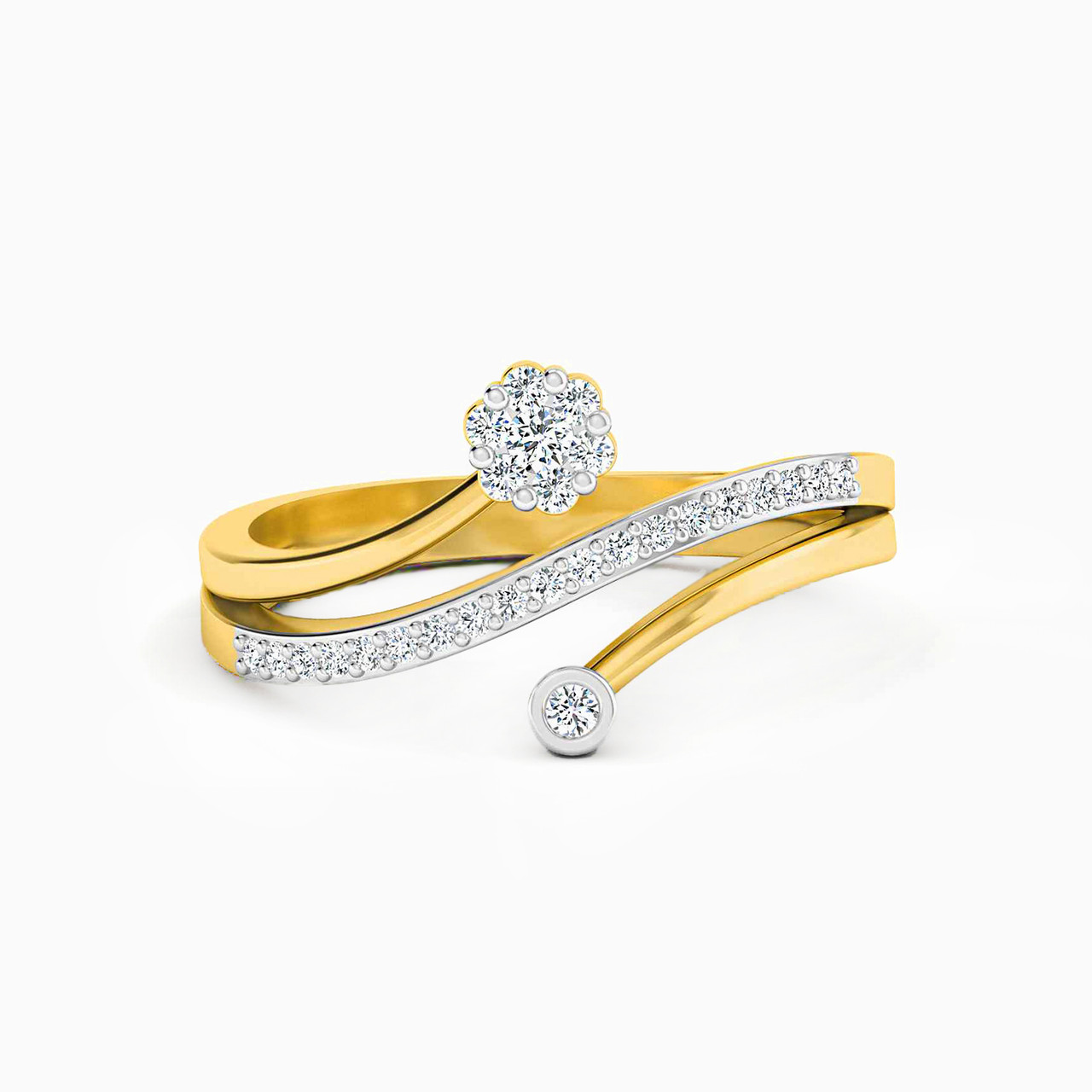 18K Gold Diamond Two-headed Ring