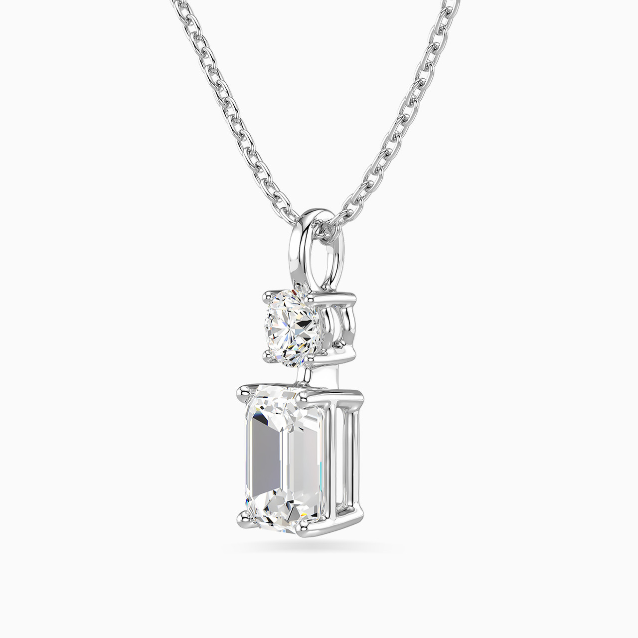 Baguette Lab Grown Diamond Pendant with 18K Gold Chain