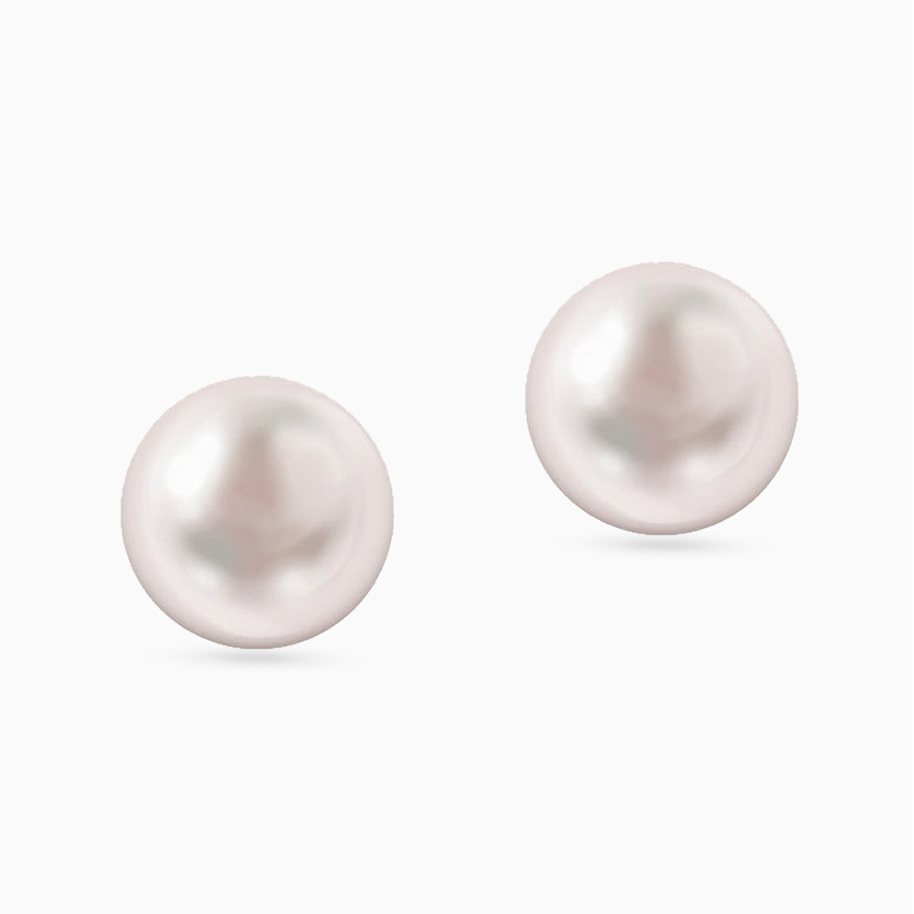 Round Pearls Stud Earrings in 18K Gold