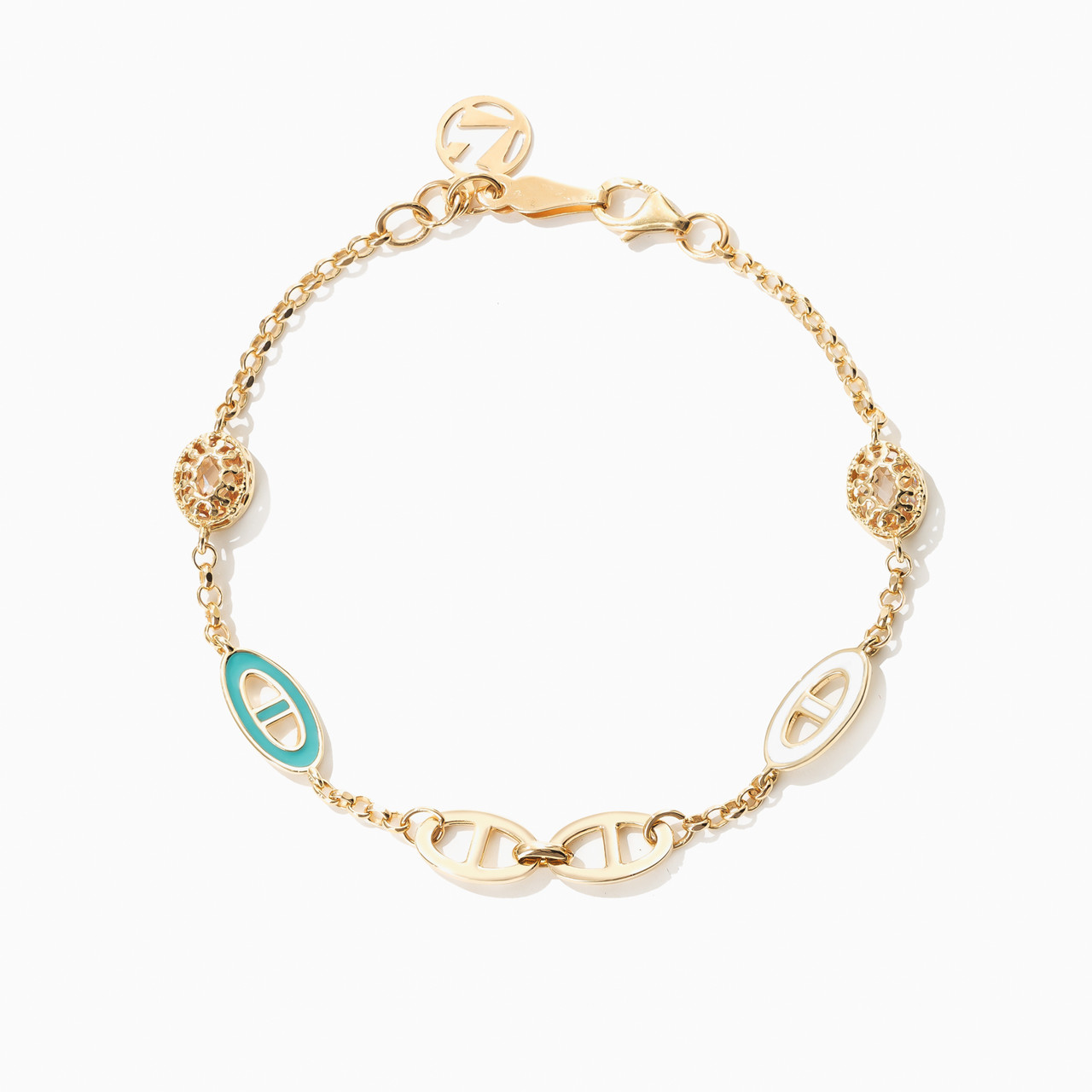 18K Gold Enamel Coated Chain Bracelet