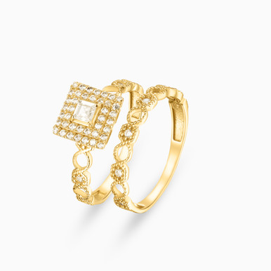 Square Cubic Zirconia Twin Rings in 18K Gold - 413391800262171 Square Cubic Zirconia Twin Rings in 18K Gold - 413391800262171