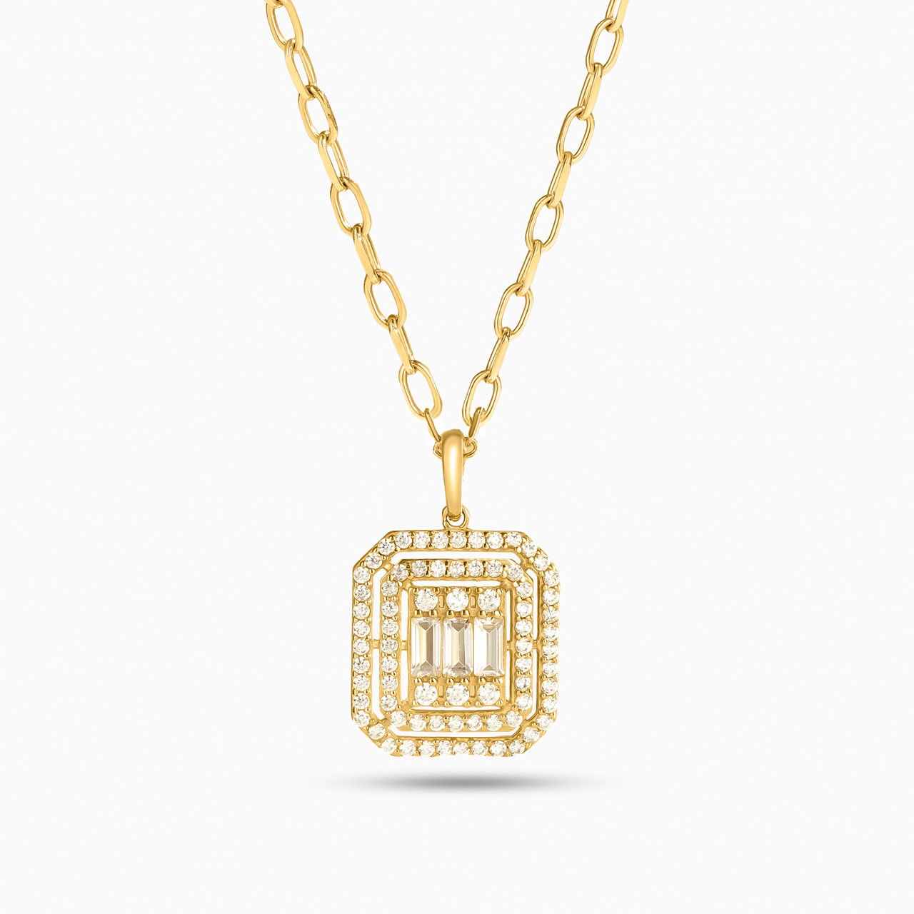 18K Gold Cubic Zirconia Pendant Necklace