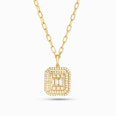 Cushion Cubic Zirconia Necklace in 18K Gold - 413051800012451 Cushion Cubic Zirconia Necklace in 18K Gold - 413051800012451