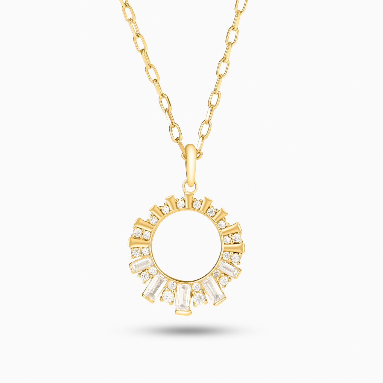 18K Gold Cubic Zirconia Pendant Necklace