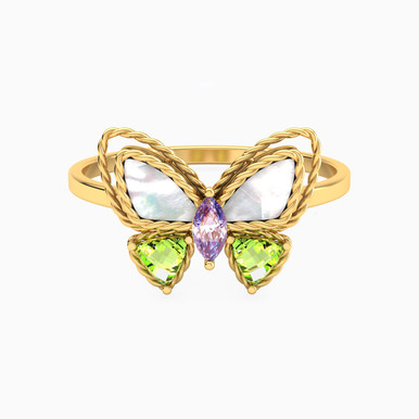 Butterfly Colored Stones Statement Ring in 18K Gold - 112021100462151