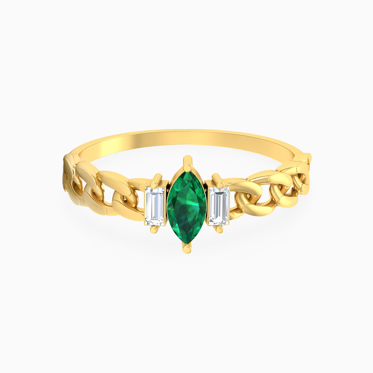 18K Gold Colored Stones Statement Ring