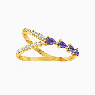 Pear Purple Stone Statement Ring in 18K Gold - 112020300082151