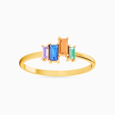 Baguette Colored Stones Statement Ring in 18K Gold - 112020300342151