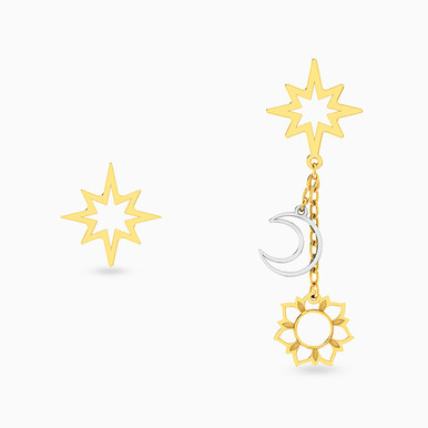 Celestial Stud & Drop Earrings in 18K Gold - E11031400104001