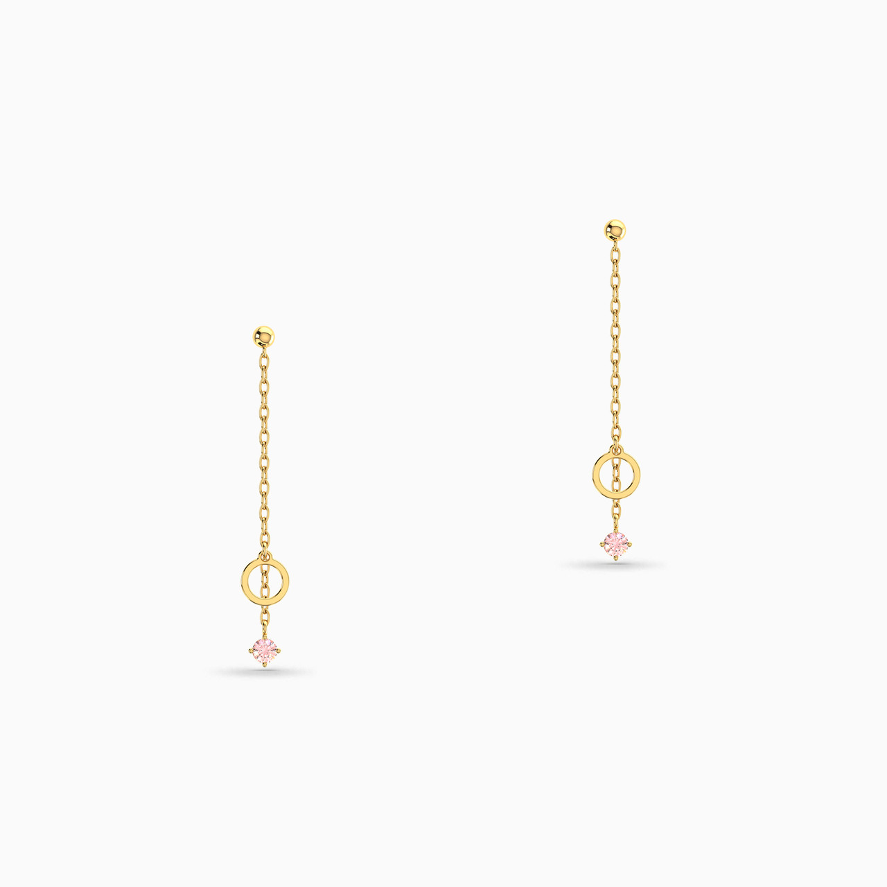 14K Gold Colored Stones Drop Earrings