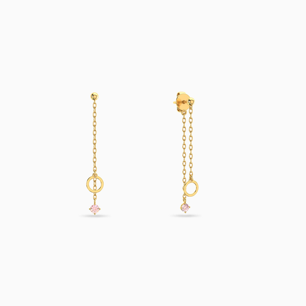 14K Gold Colored Stones Drop Earrings