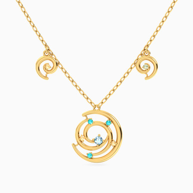 Swirl Green Stones Choker Necklace in 14K Gold - 101221800032361