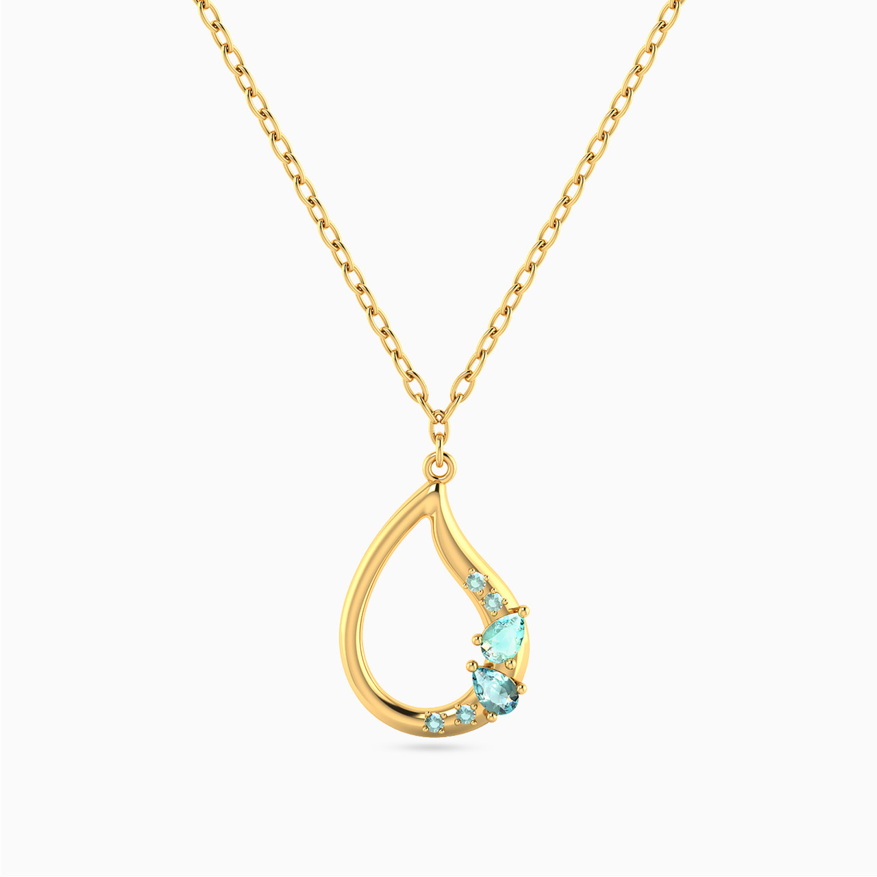 14K Gold Colored Stones Pendant Necklace