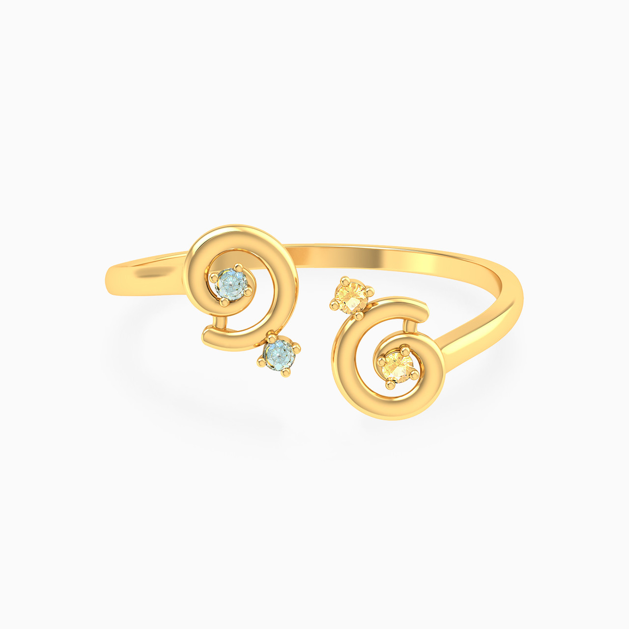 14K Gold Colored Stones Two-headed Ring