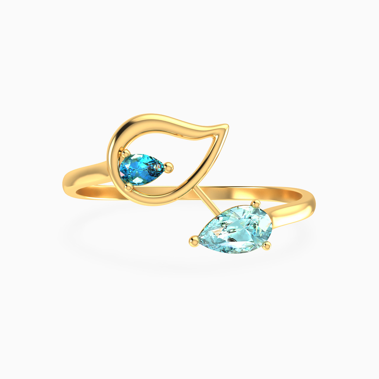 14K Gold Colored Stones Two-headed Ring