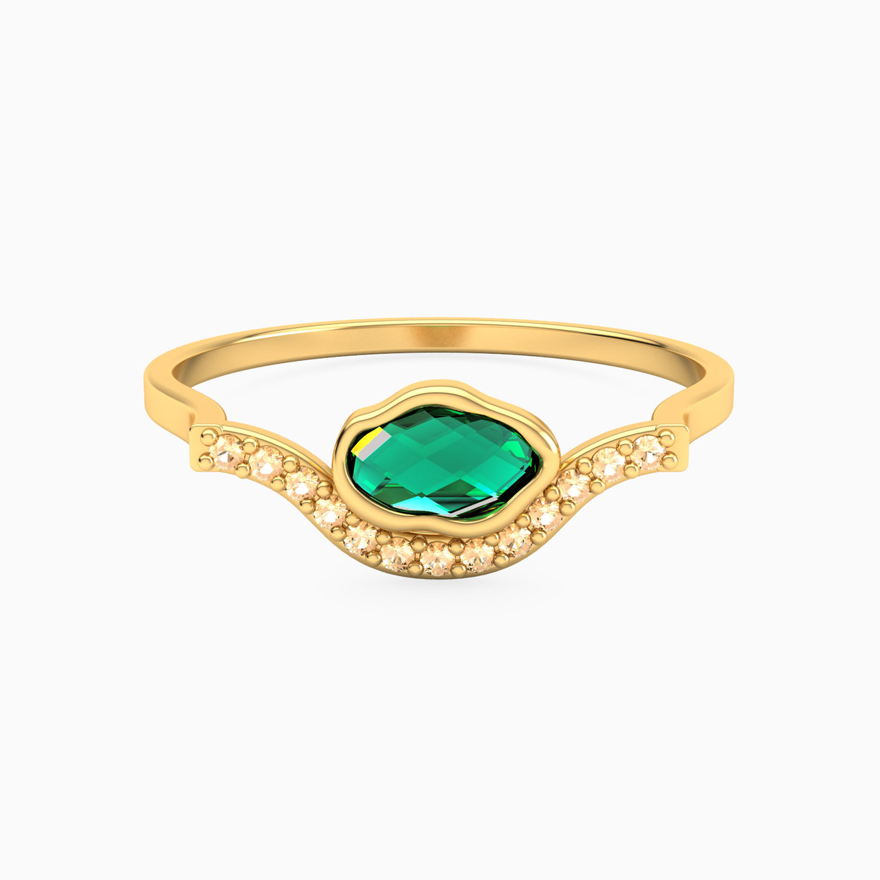 14K Gold Colored Stones Statement Ring