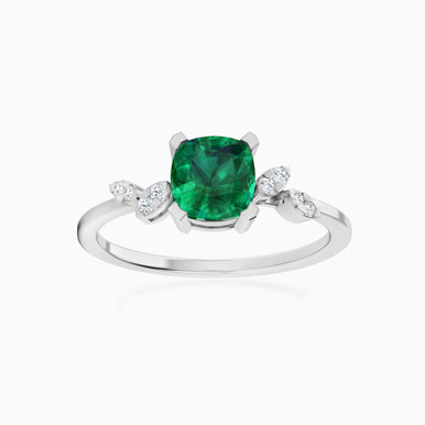 Circle Diamond & Green Stones Ring in 18K Gold - 144100302711141