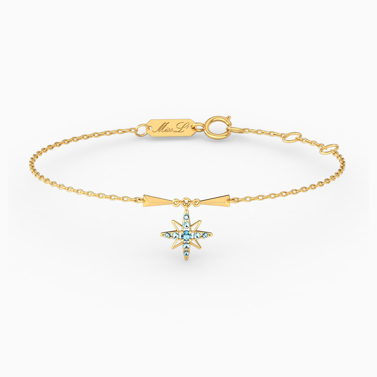 18K Gold Colored Stones Charms Bracelet