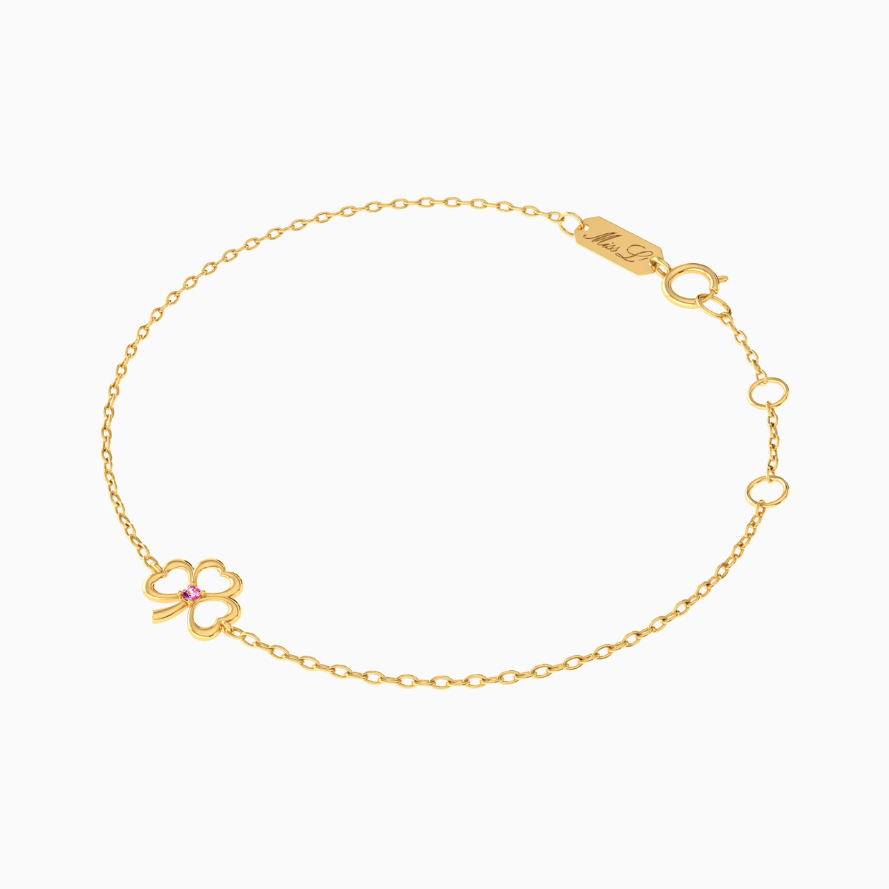 14K Gold Colored Stones Chain Bracelet