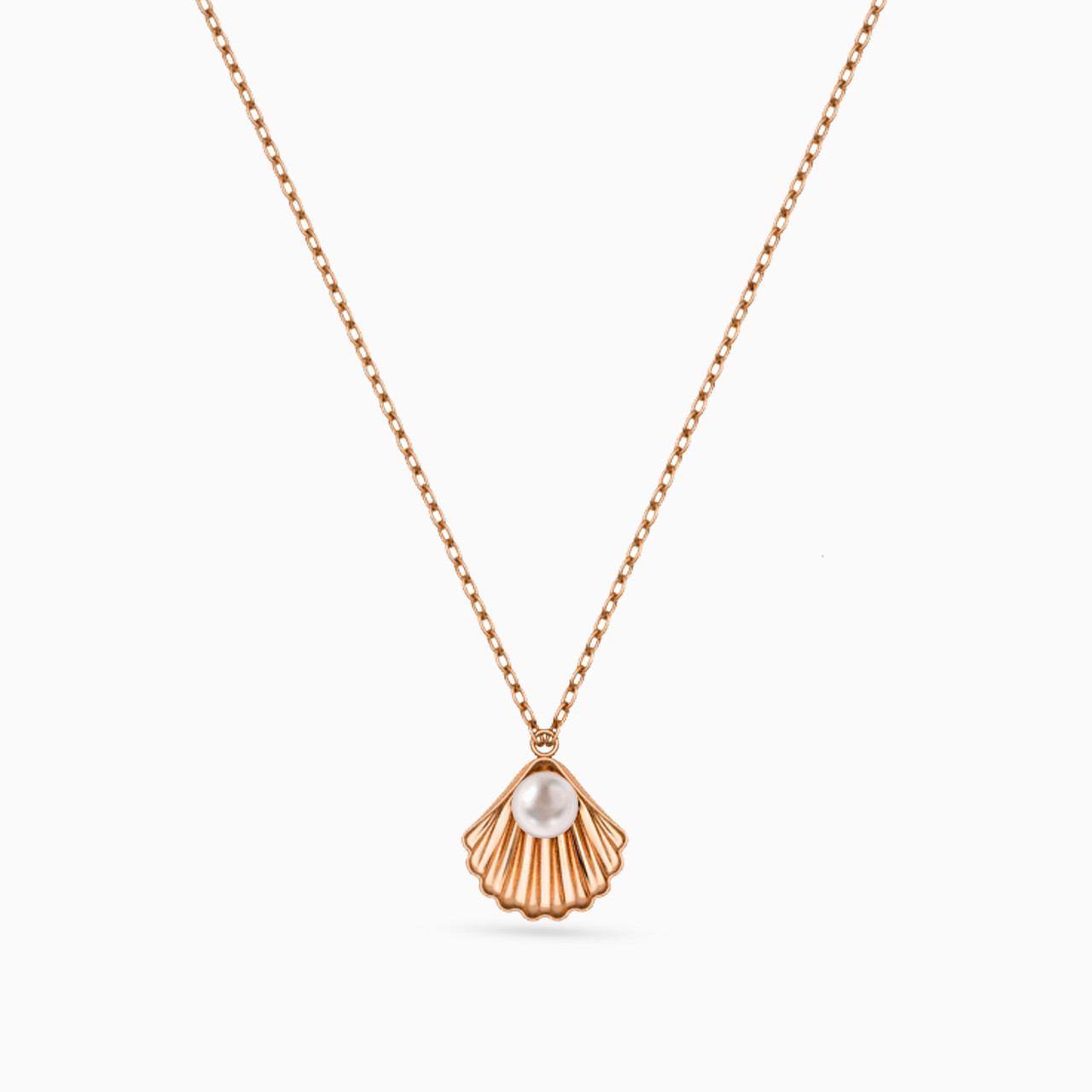 Shell Pearls Necklace In 18K Gold