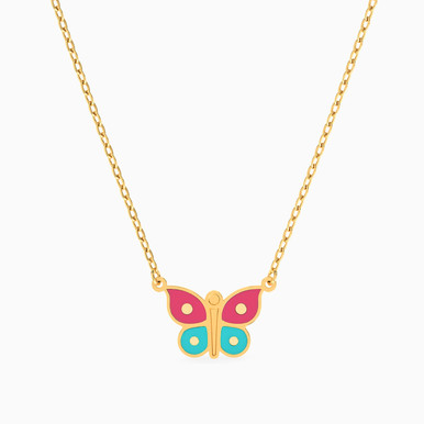 MLN1192 - Kids 14K Gold Enamel Coated Pendant Necklace - L'azurde - EG