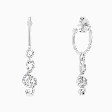 Musical Note Diamonds Drop Earrings in 18K Gold - EM20-228