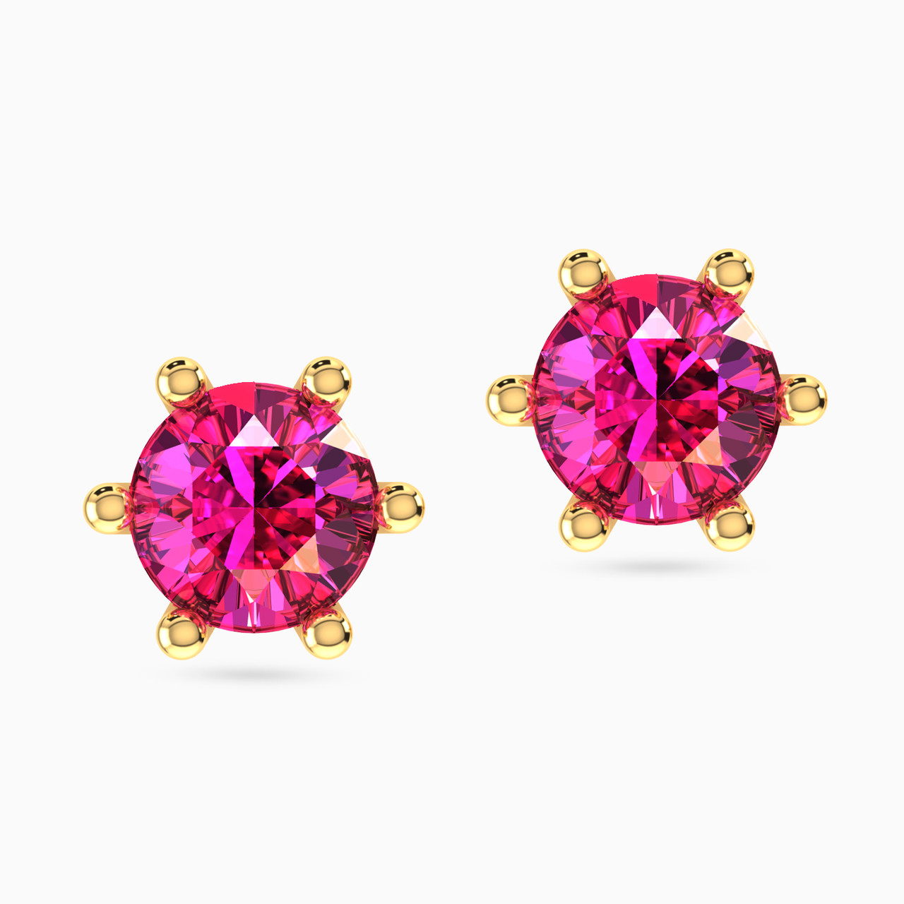 18K Gold Colored Stones Stud Earrings