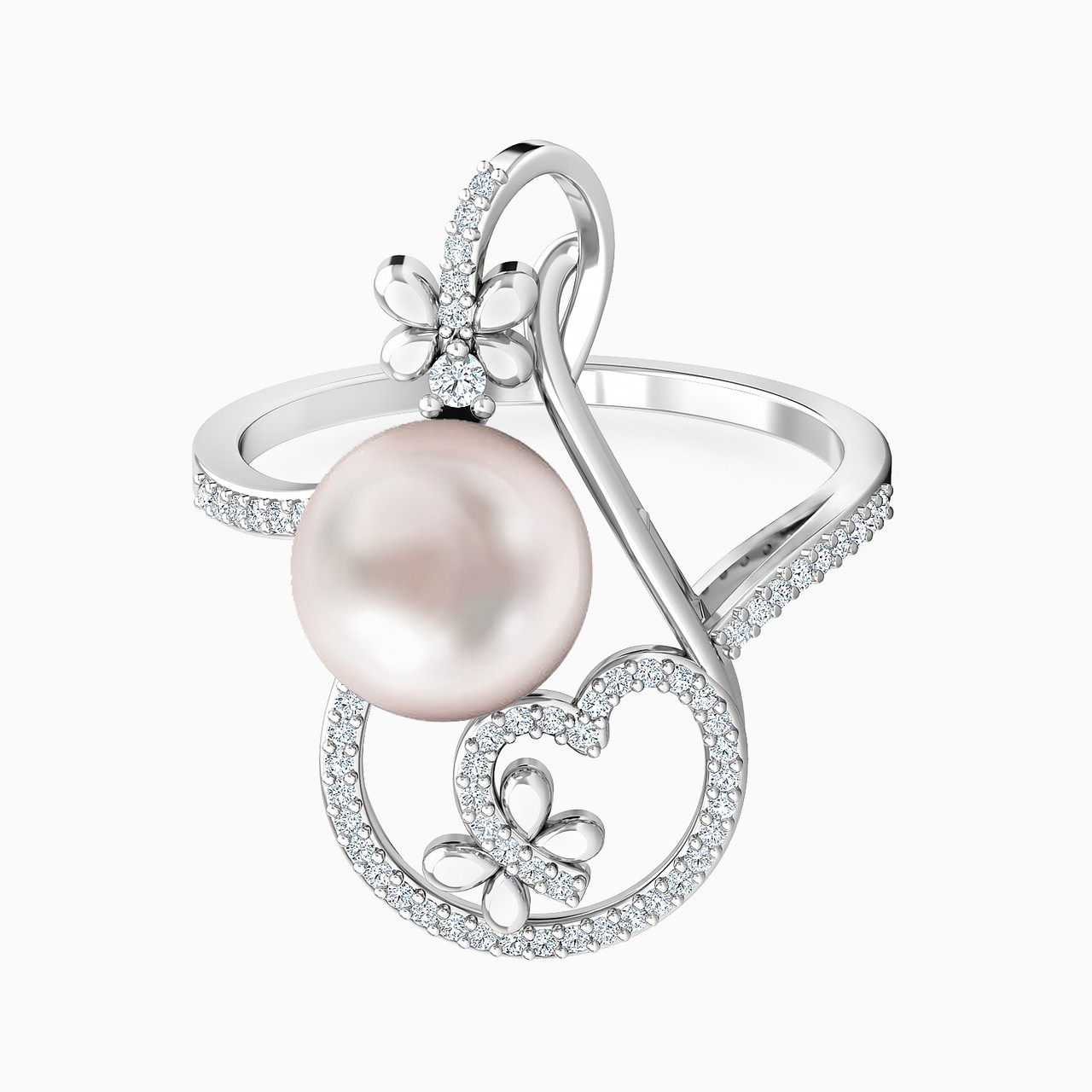 18K Gold Diamond & Pearl Statement Ring