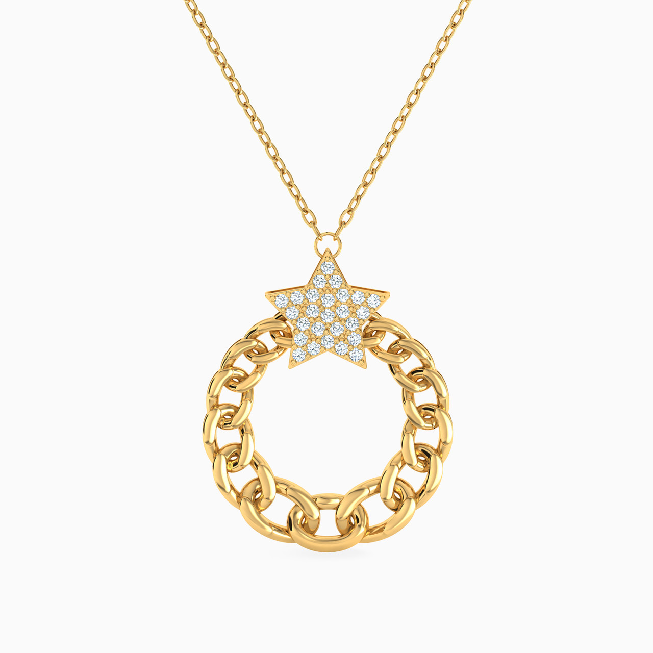 18K Gold Cubic Zirconia Pendant Necklace