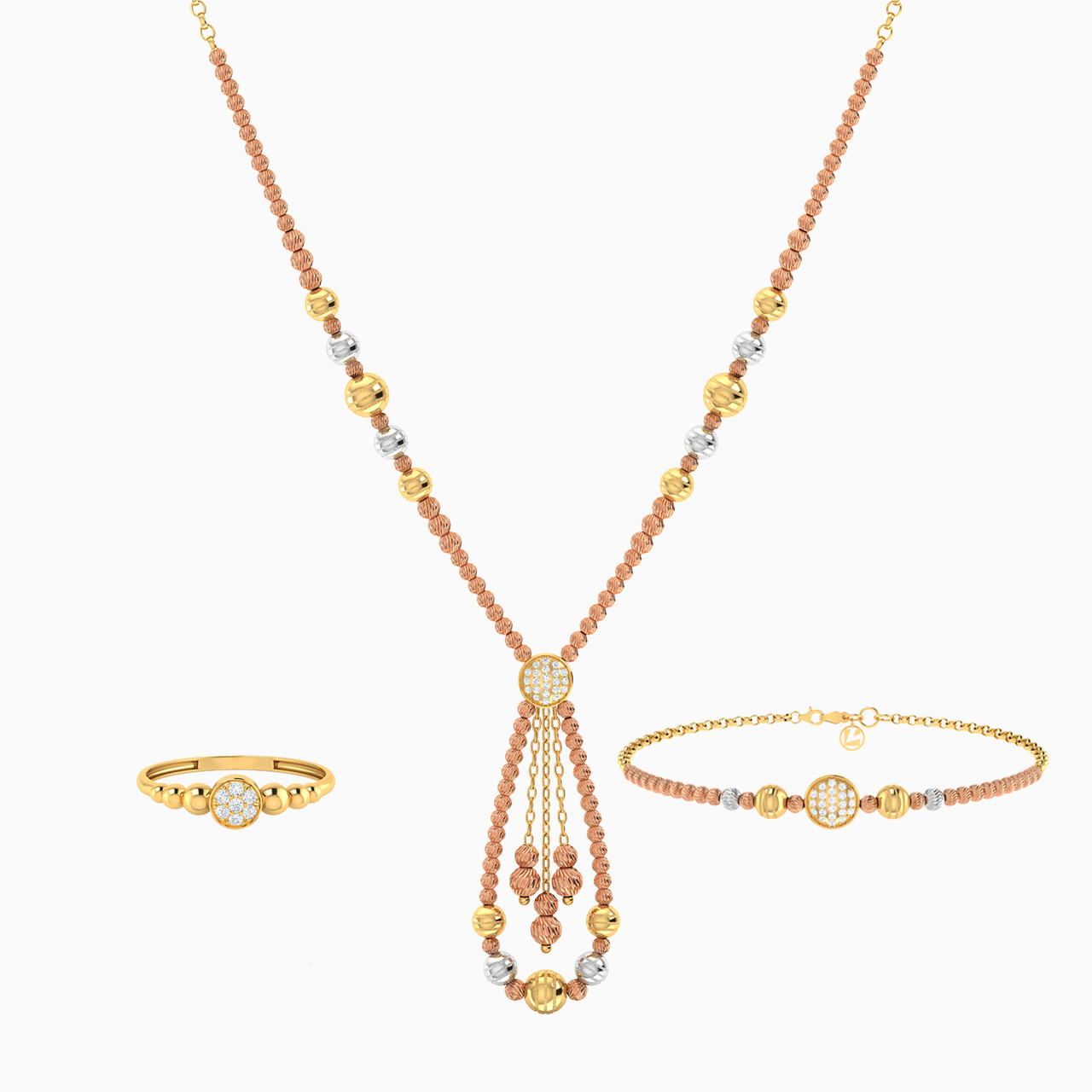 18K Gold Cubic Zirconia Jewelry Set -3 Pieces