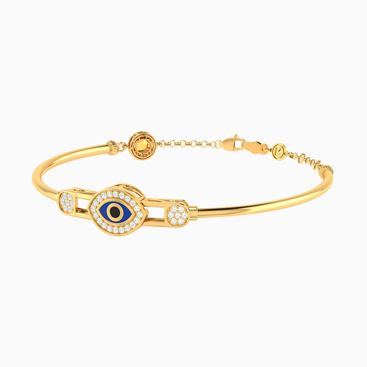 18K Gold Cubic Zirconia & Enamel Coated Chain Bracelet