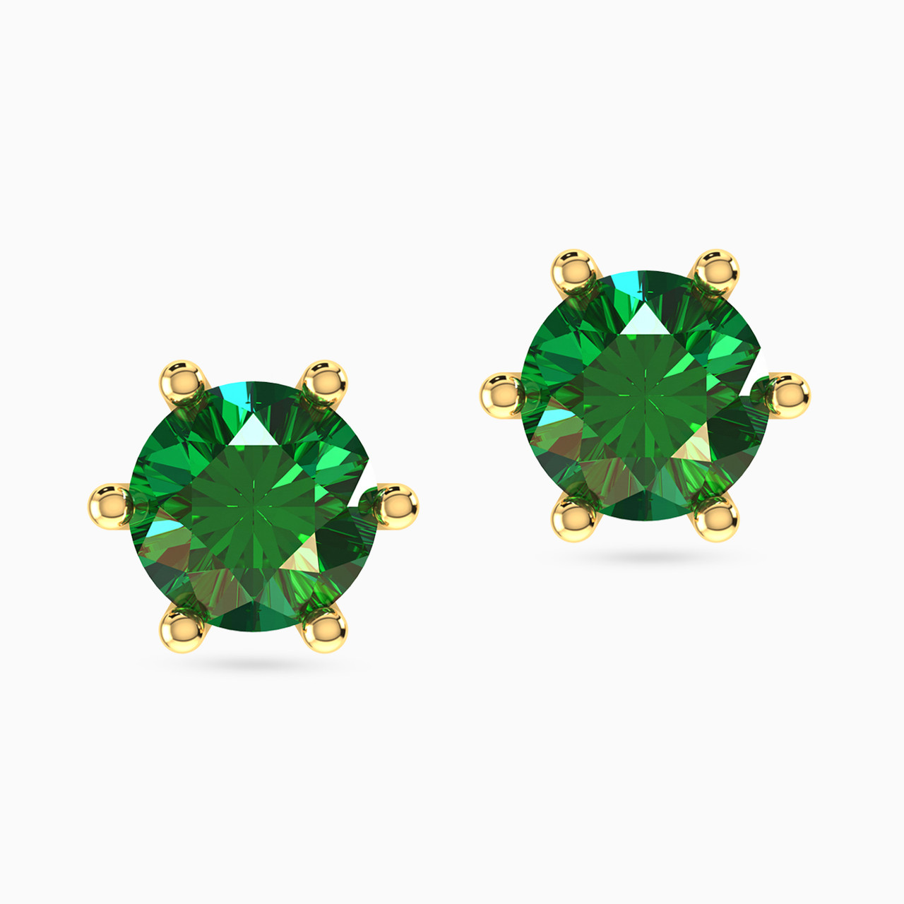 18K Gold Colored Stones Stud Earrings