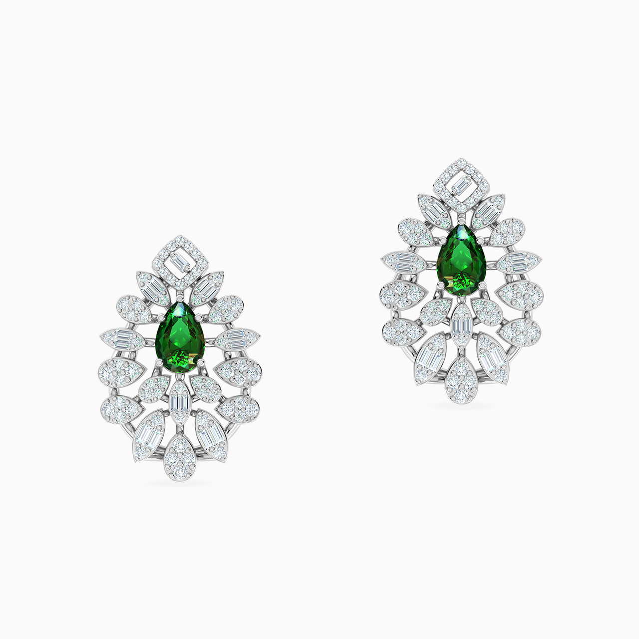 18K Gold Diamond & Colored Stones Stud Earrings