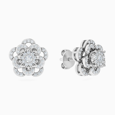 Flower Diamond Stud Earrings in 18K Gold - HS20-343